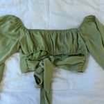 Emory park Green Crop Top Long Sleeve Women’s Off-Shoulder Cinched L Photo 3