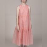 Ulla Johnson Polline Sheer Tiered Organza Midi Dress in bubblegum 6 Photo 13