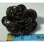 VTG Brown Seed Beads Beaded‎ Rose Flower Floral Brooch Photo 1
