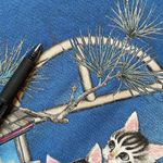 Vintage 90s Morning Sun Cats And Birds Nature Mock Turtleneck Sweatshirt Size L Photo 2