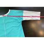 Neon Buddha Shirt‎ Womens Small Turquoise Gray White Color Block Active Top Yoga Photo 12