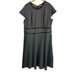 Lane Bryant Ponte Fringe Trim Knit Tweed Fit & Flare Dress Plus 24 Gray Black Photo 1