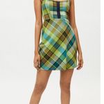 Urban Outfitters NWT Green BLUE Plaid Hook & Eye adjustable Mini Dress Large Photo 2