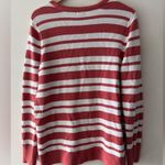 L.L.Bean Women's Pink Clay Striped Cotton Cashmere Cardigan Long Sleeve Photo 2