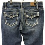 Ymi Y2K  Embroidered Low Rise Button Flap Pocket Capri Blue Jeans Size 5 Photo 11