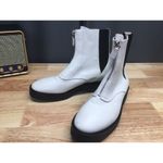 Stuart Weitzman  Women’s 8 Lodge Zip Leather Bootie Boots Shoes White $585 Photo 1