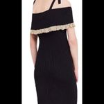 Free People  Womens Size XS Black Gold Off the Shoulder Ribbed Sweater Midi Dress Photo 7