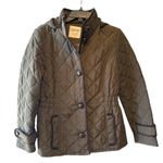 Esprit  Khaki Green Quilted Utility Jacket MP Medium Petite Diamond Hood Gorpcore Photo 1