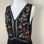 World Market Dress Womens Small Medium Black Embroidered Floral Maxi Boho India Photo 4