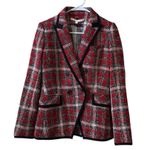 Veronica Beard Harriet Plaid Cutaway Tweed Dickey Blazer Red Sz 2 Photo 0