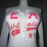 Aeropostale Vintage White Ribbed Knit Henley Top Medium Long Sleeve Y2K 2000s Photo 7