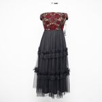 Adrianna Papell  - Rose Beaded Velvet Tulle Fit & Flare Dress Photo 8