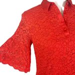 Banana Republic Dress Lace Flutter Sleeves Polo Red Small Photo 5