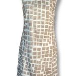 Peserico Beige White Geometric Checkered Print Sleeveless Shift Dress Italian 40 Tan Size 6 Photo 2