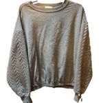 I Am _ Gray Oversized Mixed Media Balloon Sleeve Crewneck Sweatshirt Size XL NEW Photo 3