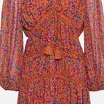 Rebecca Minkoff Caden ruched tiered dress, burnt orange floral print, lined, XS Photo 1