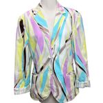 Escada Sport Blazer Jacket Women 12 Multicolor Abstract Pockets Maximalist Retro Pink Photo 1