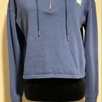 Disney NWOT Blue and White Stitch Ohana Graphic Zip Up Cropped Hoodie size small Photo 3