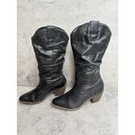 Cathy Jean VTG  Black Leather Cowgirl Slouchy Western Cowboy Boots Women’s 7 Photo 3