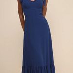 Lulus NWOT  Truly Gorgeous Dark Blue Ruffled Bustier Tie-Strap Maxi Dress Size XL Photo 1