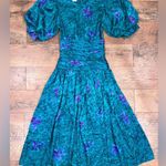 Valerie Stevens Vintage 100% Pure Silk 80’s Turquoise & Purple Dress Photo 9
