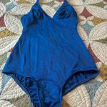 Vintage Gabar High Leg One Piece Swimsuit Bright Blue Size S/M Made In USA 80’s Photo 3