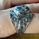 Natural White Buffalo Sterling Silver Ring Size 8 Black Photo 1