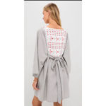 POMANDER PLACE Sage Stripe Embroidered Sadona Mini Dress Medium Cottage Prairie Green Photo 2