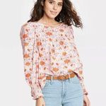 Universal Threads Universal Thread Floral Print Long Balloon Sleeve Blouse Size XL Photo 0