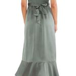Show Me Your Mumu Plus 1X Claire Midi Dress Formal Ruffle Side Slit Sage Satin Photo 1