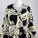 Farm Rio NWOT  Wool Blend Wild Hearts Tie-Belt Fleece Coat Size M Black White Photo 2