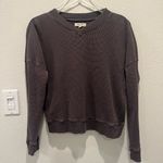 Madewell Waffle Knit Boxy Sweatshirt Tee in Black Coal size Medium Photo 2