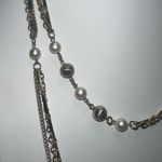MCM Vintage  Silver Tone with Faux Pearl Long Chain Necklace (shown double) Photo 4