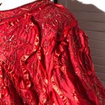Roaman's Vintage Red Silk Beaded Sequin Rhinestone Blazer Coat 2X Photo 5
