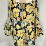 CHAPS  Floral Print Top Bell Ruffle Sleeve Peasant Off The Shoulder Blouse Photo 0