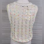 ZARA Handcrafted Sleeveless Open Knit Sweater w Colorful Floral Beading-Large Photo 2