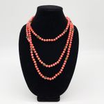 Coral Beaded Necklace Long Statement Boho Faceted Crystal Bling Glam Sparkle Pink Photo 3