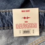 Lucky Brand  SZ 16/33 Rigid Denim Maxi Jean Skirt Modest Zip-Fly Frayed Hems Blue Photo 8