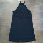 Lulus EUC High Neck Scallop Satin Mini Dress (Little Black Dress) | Size: XS Photo 1