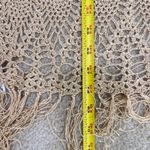 Loft Womens Fringe Scarf Metallic Gold Crochet Open Weave Lightweight Shawl Photo 5