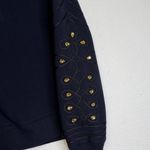 Sandro  Embellished Sleeves Navy Crewneck Photo 2