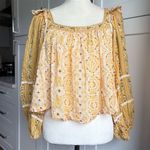 Free People Mostly Meadow Floral light weight Square Neck Blouse Yellow S Photo 2