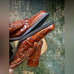 Vintage 90s American Eagle Kimmy fringe faux croc mule loafers, size 7M Brown Photo 7