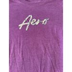 Aeropostale  Womens Classic Crew Tee Purple Sequin Logo‎ T-Shirt XS Photo 1