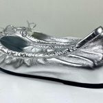 Valentino Garavani  VLOGO Signature Metallic Silver Leather Ballet Flats 36.5 NEW Photo 6