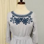 Polagram  Light Blue Embroidery Long Sleeves Cottagecore Peasant Zippered Dress S Photo 1