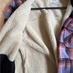 Sage Collective Sherpa Lined Plaid Shacket Purple Shirt Jacket Photo 2