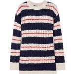 J.Crew • Gabby Striped Cable-knit Sweater tunic merino wool navy cream red Photo 4
