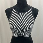 Kona Sol  Black and White Striped Cropped Swim Top woman’s size large (DD) Photo 0