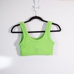 Alo Yoga  Women's Wellness Ribbed Scoop Neck Sports Athletic Work Out Bra Green Photo 1
